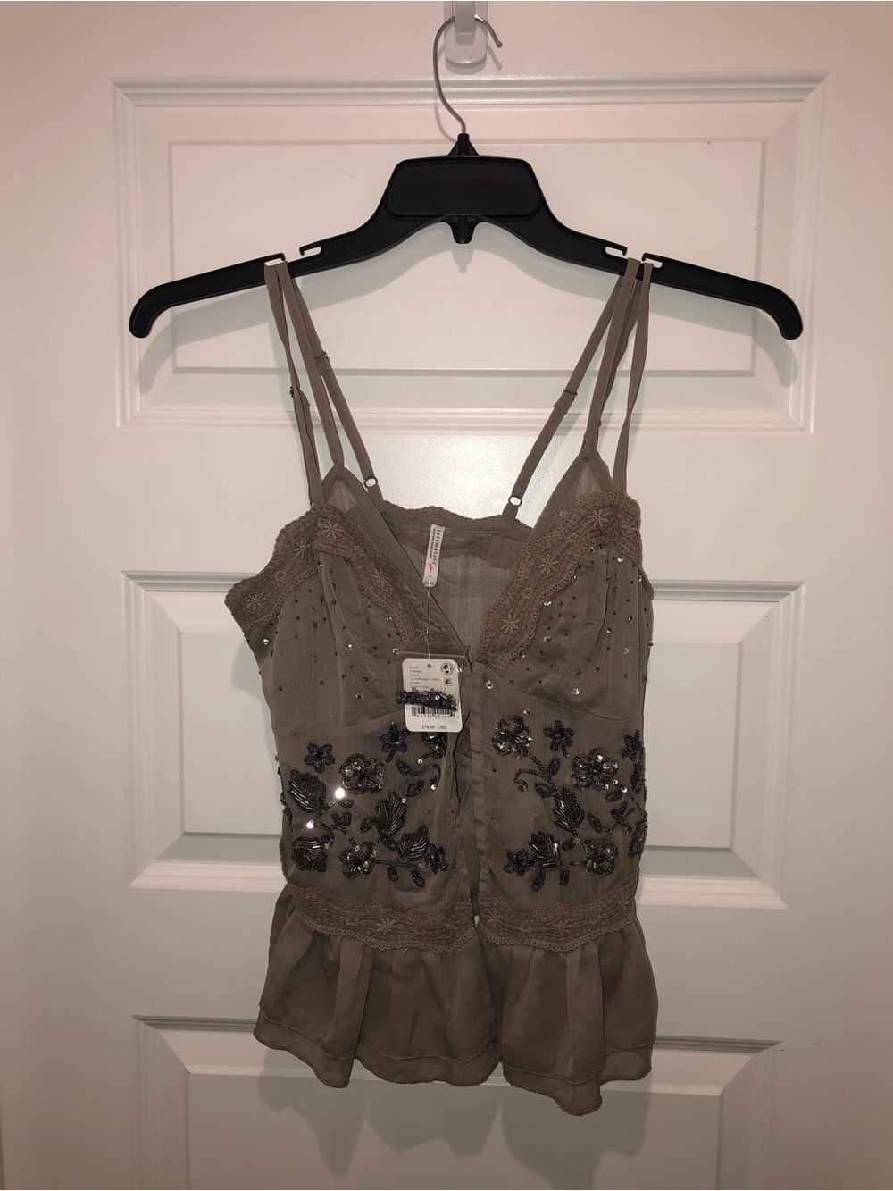 New Intimately Free People FP Class Act Crystal Beaded Cami Shirt Top sz XS - Picture 4 of 8